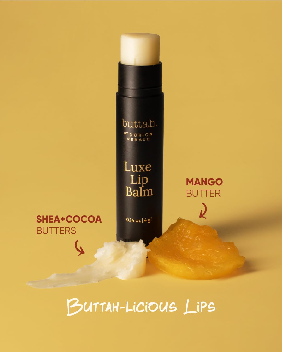 Buttah Skin by Dorion Renaud Luminating & Nourishing Lip Balm .15oz [2 Pack] - for Healthy Looking Lips - Shea Butter - Naturally Based Skin Care - Black-Owned Skincare