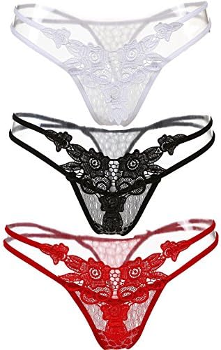 YEBYEIR Women's Underwear 3 Pack Sexy Cotton Thong Panty - One Size Fits All (fits S/M/L)