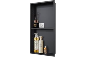 MERRANOX No Tile Needed Matte Black Shower Niche Insert – Retrofit Waterproof 304 Stainless, Sloped Base, 12" x 24" Recessed Shelf for Contractor Remodel Showers