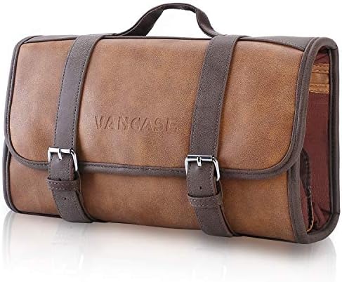 VANCASE Hanging Toiletry Bag for Men Leather Shaving Kit/Bathroom Shower Dopp Bag/Travel Accessories Organizer/Great Gift 1 VANCASE Hanging Toiletry Bag for Men Leather Shaving Kit/Bathroom Shower Dopp Bag/Travel Accessories Organizer/Great Gift