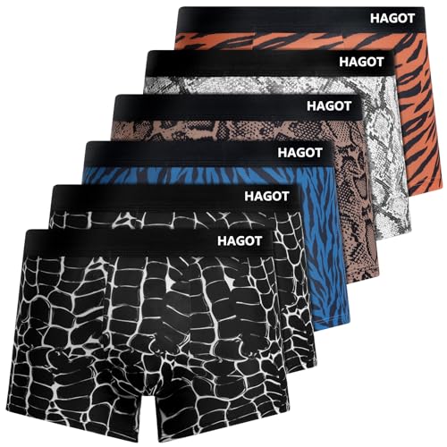 HAGOT 3/5/6 Pack Men's Boxer Shorts, Cotton Underwear, Soft and Stretchy