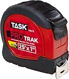 Task Tools TR213 25-Feet ProTrak Tape Measure, Left-Handed, Red
