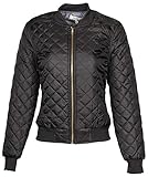 9 Crowns AG Womens Quilted Bomber Jacket by Essentials-Black-Medium
