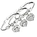 3PCs Crystal Love Heart Charm Little Sis Middle Sis Big Sis Bracelet Sister Jewelry Gifts (Clear)