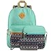Plambag Canvas Backpack Set 3 Pcs, Casual Lightweight School Backpack for Women Teen Girls Water Blue