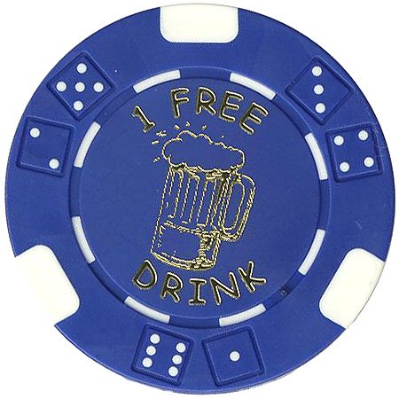 100 FREE DRINK POKER CHIPS TOKENS FOR RESTAURANTS OR BAR - BEER MUG
