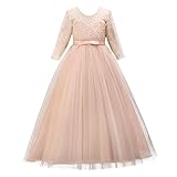 Flower Girl Dress Princess Pageant Long Lace Tulle