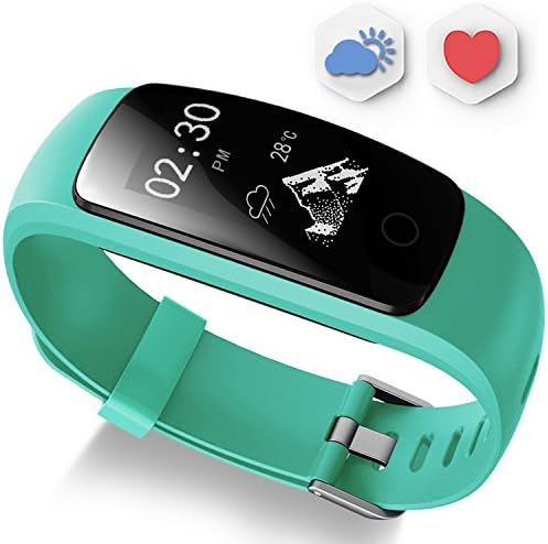 Fitness Tracker, Ausun 107 Plus Heart Rate Monitor Waterproof Activity Tracker Calories Counter Smart Wristband GPS Pedometer Watch Sports Bracelet with Sleep Monitor (Green)