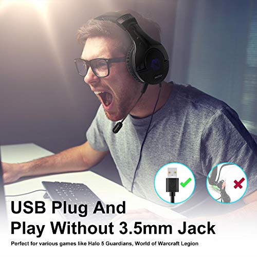 Gaming Headset Headphones with Mic, 7.1 Surround Sound, Memory Foam Ear Pads, Noise Canceling Microphone, Over Ear with… - Image 3