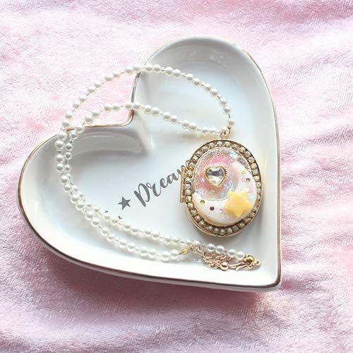 (Ready To Ship) Magical Pastel Moon Heart Star Beaded Locket Necklace♡On Of Kind♡