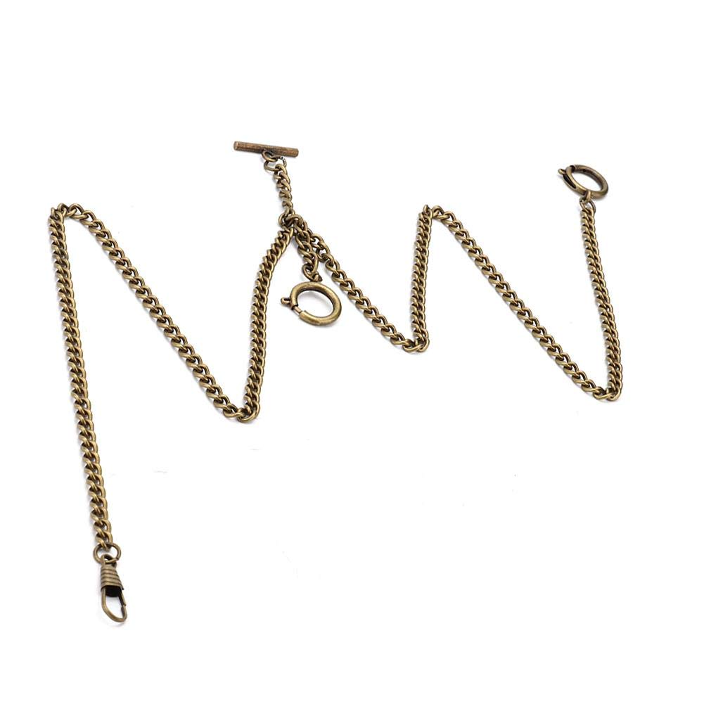 Wosume Retro Vintage Metal Pocket Watch Chain Link Classic Antique Gift 44cm (bronze)