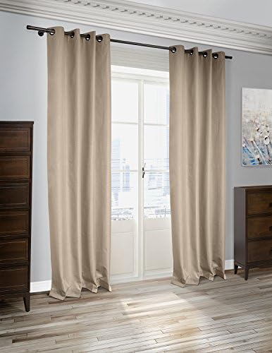 Cabo 52"w X 84"l - Linen Look Blackout Curtains (Pair) (Flax)