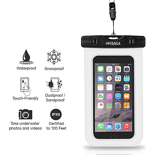 HEESAGA Universal Waterproof Case, Cellphone Dry Bag Pouch for iPhone 7,  6s, 6, 6s Plus, Samsung Galaxy S7, S6 edge+ and Other Smartphones up to