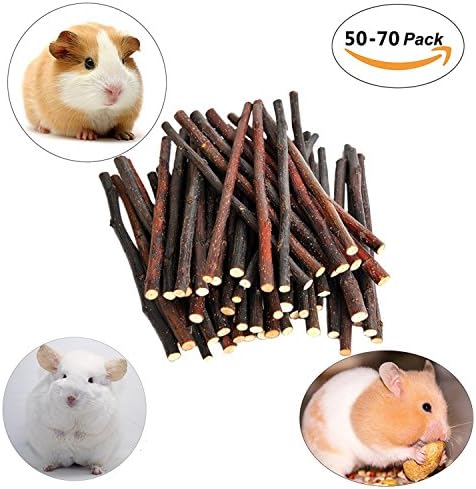 Apple Sticks Pet Snacks Chew Toys 200g(7oz) for Chinchilla Squirrel Guinea Pigs Hamster Rabbits Rodent (About 50-70 Sticks)