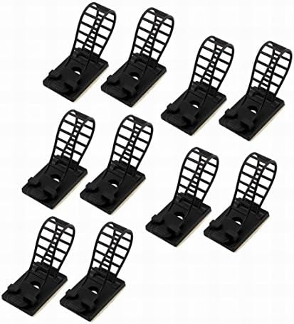 FemiaD 10 Pcs Black Self-Adhesive Wire Orgnizer Clip Adjustable Cable Tie Clamp