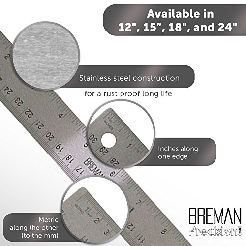 Stainless Steel Metal Ruler 10 Pack â€“ Set of 10 Heavy Duty 24 Inch Office Rulers with Non Slip Cork Back Providing Optimal Precision (24" 10 PACKS)