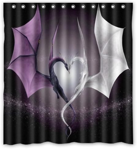 cool Dragon design,sea Dragons and fire Dragons art Bathroom 100% Polyester Shower Curtain (66" wide x 72" long)