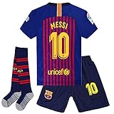 Cyllr Barcelona Home Kids/Youth 2018-2019 Season #10 Messi Socce Jersey Matching Shorts,Socks.Color Blue/Red Size 5-6Years(20)