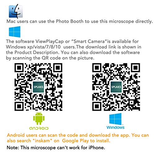 USB Microscope, Splaks 1000x High Power USB Digital Microscope 3 in 1 PCB Microscope Camera with 8 Led Lights and Microscope Stand for Kids Compatible with Windows, Android and Mac