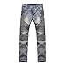 Just No Logo Men's Slim Fit Ripped Denim Destroyed Biker Jeans(Blue 001,34W)
