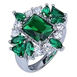 YAZILIND Elegant Silver Plated Clear Rhinestone Crystal Engagement Band Ring Wedding