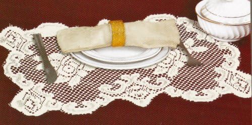 Table Sense Lace Fabric Table Linens Placemat 12"x18" 2 PK, Ivory