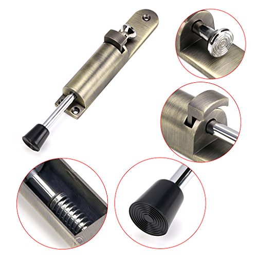Sumnacon Kickdown Door Stops, Stainless Steel Easy Step Door Stopper, Spring Loaded Telescopic Step On/Off Door Stopper, Adjustable Heavy Duty Door Locks Holder Stop/Release by Foot (Green Bronze)