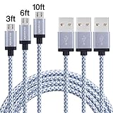 Sundix(TM) 3Pack 3FT 6FT 10FT Extra Long Nylon Braided Universal Micro USB Cable High Speed USB 2.0 A Male to Micro B Sync&Charge Cord Wire for Samsung, HTC, Motorola, Nokia, Android, and More