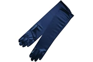ZAZA BRIDAL 15.5" Long Shiny Stretch Satin Dress Gloves Below-The-Elbow Length 8BL