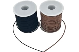 LUSTEMBER Leather String, 2 Rolls Faux Leather Cord, Flat Suede Leather Lace for Necklaces, Bracelets, Jewelry Making, Tassels, Dream Catchers and Art Crafts