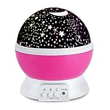 Star Night Light Projector, Star Light Rotate Projector, Rotating Star Projector Lamp with 8 Colors and 360 Degree Moon Star Projection With USB Cable, Unique Lamp for Children friends and family Pink