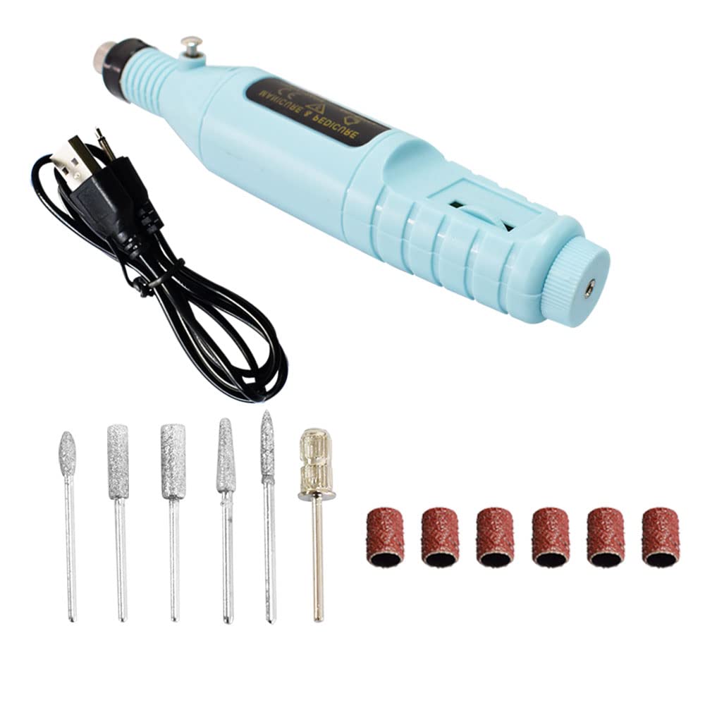 Yuauy Electric Nail Drills Nail File KitManicure Pedicure Polishing Filer Portablefor Acrylic Nails Blue
