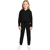 Sweet Hearts Sweatpants Set - 2 Piece Fleece Pullover Hoodie Girls Sweatshirt & Sweatpants Matching Set: Made in USA (5-18)