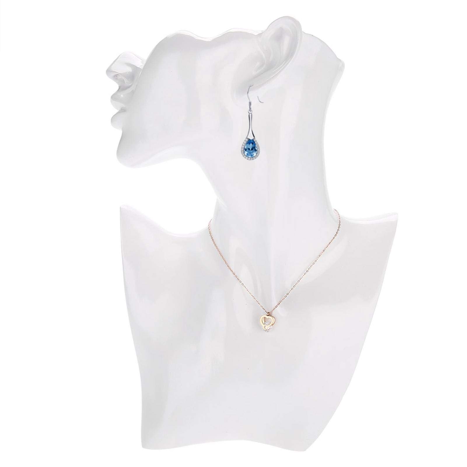 【𝐄𝐚𝐬𝐭𝐞𝐫 𝐏𝐫𝐨𝐦𝐨𝐭𝐢𝐨𝐧 】 Jewelry Mannequin Bust Mannequin Jewelry Display, Jewelry Storage Necklace Earring Holder Earring Display Mannequin, for Women Jewelry Stores Boutiques Home(white)