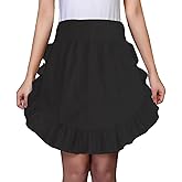 Hyzrz Waist Ruffle Adjustable Apron Kitchen Cooking Restaurant Cotton Bistro Retro Half Aprons with Pockets For Girl Woman (Black)