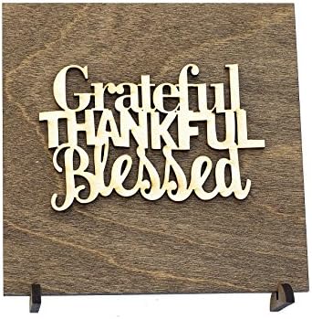 Grateful Thankful Blessed Wood Sign Home Decor
