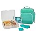 Bentology Lunch Bag and Box Set for Girls, 9 Pieces Total - Kids Insulated Lunchbox Tote, Bento Box, 5 Containers and Ice Pack - Turquoise