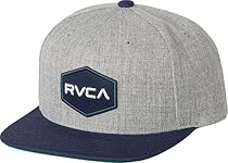 RVCA Men's Commonwealth Snapback Hat, Grey Heather/Navy, One Size