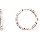 PAVOI 14K Gold Plated 925 Sterling Silver Posts Cubic Zirconia Hoop Earrings for Women | Halo CZ Gold Huggie Hoops