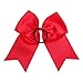 8 Inch Cheerleader Bows Ponytail Holder Solid Color Cheerleading Bows Hair Tie (Red)