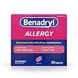 Benadryl Ultratabs Antihistamine Allergy Medicine, Diphenhydramine HCl Tablets, 48 ct