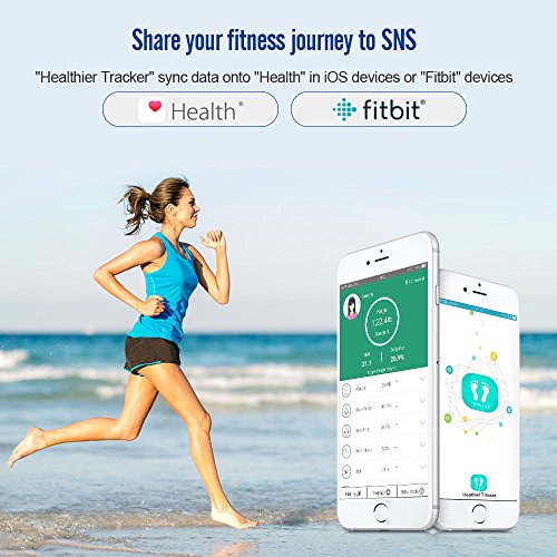 NURSAL Bluetooth Body Fat Scale, Digital Smart Scale for Body Weight, Fat Rate, Water Content, Muscle Mass, BMI, BMR, Bone Mass and Calories, Body Composition Analyzer with Smartphone App, White - Thumbnail 4