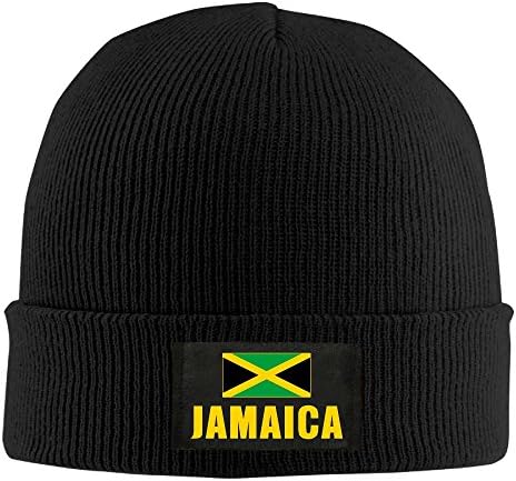Jamaica Flag Unisex Warm Winter Hat Knit Beanie Skull Cap Cuff Beanie Hat Winter Hats Black