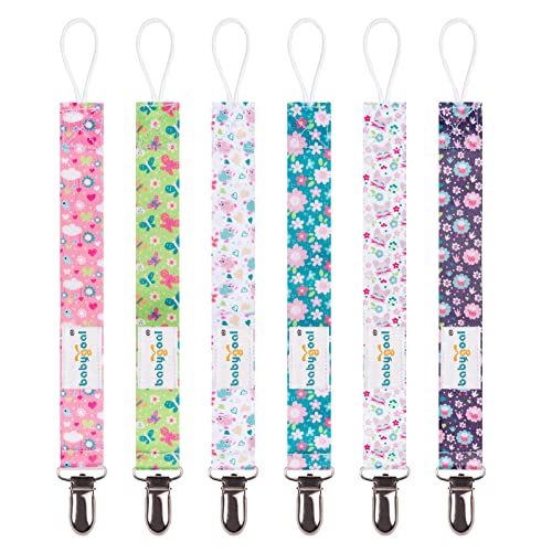 Babygoal Pacifier Clips, 6 Pack Metal Clips Pacifier Holder for Boys