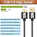 Galaxy S5/Note 3 Charger Cable, BEST4ONE 6ft 2-Pack Long Gold-Plated Braided Micro USB3.0 Fast Charging Cord for Samsung Galaxy S5 and Note 3 (Black)
