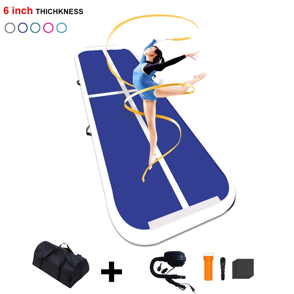 FunWater 10ft/13ft/20ft Air Track Inflatable Gymnastics Tumbling Mat 4in/6inThick Tumbling Air Track Mat with Electric Air Pump for Cheerleading/Practice Gymnastics/Beach/Gym/Home Use