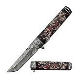 Masters Collection Spring Assisted Knife Dragon Design Tactical Tanto Blade