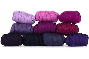 Revolution Fibers | Mixed Merino Wool Variety Pack | Perfect Wool Roving for Spinning, Needle Felting, Wet Felting, Weaving and Crafting (Very Berry (Purples), 250 Grams)
