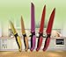 Kitchenson RAZOR SHARP 6-Piece Colored Kitchen Knife Set with Acrylic Knife Block, Non-Stick Colorful Knife Set, Stainless Steel Blade Anti-Slip Handle, Chef, Bread, Slicer, Utility, & Paring Knife