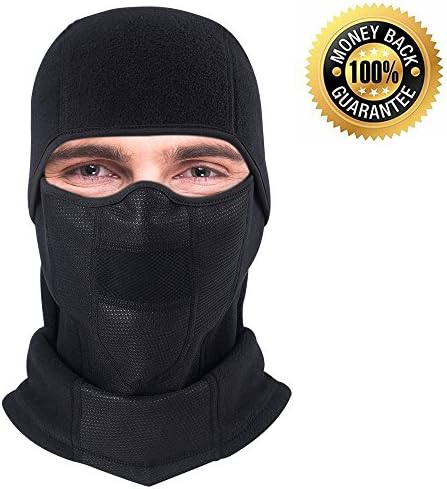 Jazord Balaclava Windproof Ski Face Mask Neck Warmer Windproof Hood for Cold Weather Outdoor Sports Like Motorcycle, Cycling and Skiing - Breathable Material and Hyper-allergenic, Black